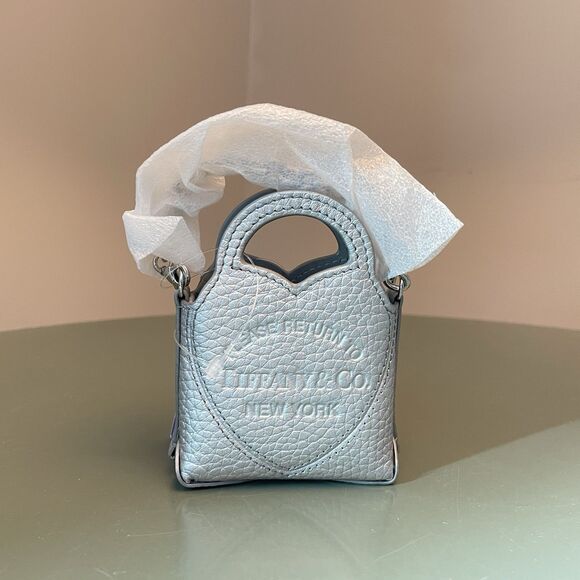 Tiffany & Co. Please Return To Tiffany Nano Micro Bag CHARM Silver Leather Italy - Picture 2 of 7